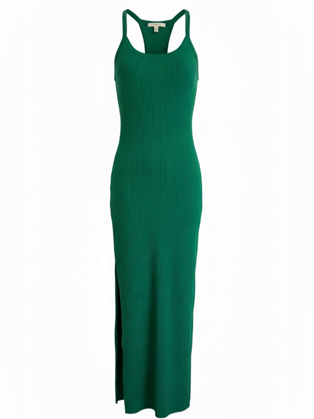 Meshki Green Ribbed Knit Maxi Dress Racerback Side Slit Bodycon Size Medium
